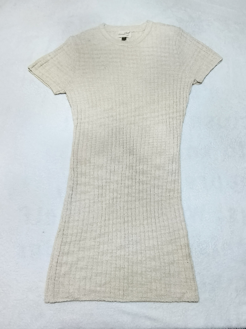Universal Thread M Cream Ribbed Knit Short Sleeve Midi Dress WD 62